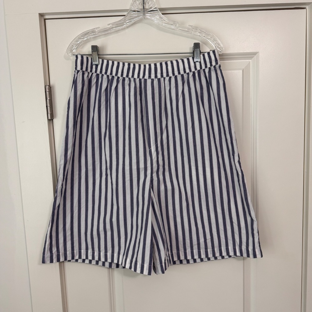 NEW Anthropologie Small Ultra High Waist Blue White Stripe Bermuda Boy Shorts